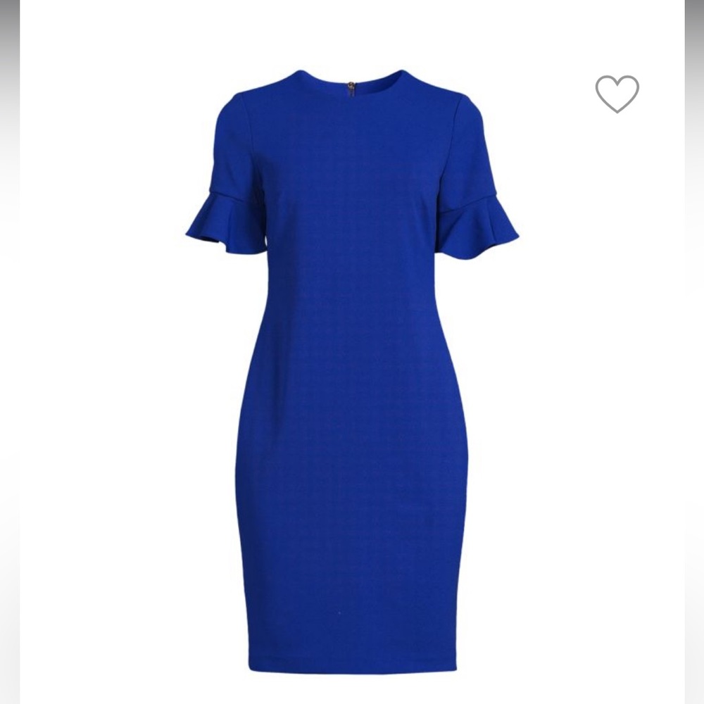 CALVIN KLEIN. BELL SLEEVE SHEAT MINI DRESS